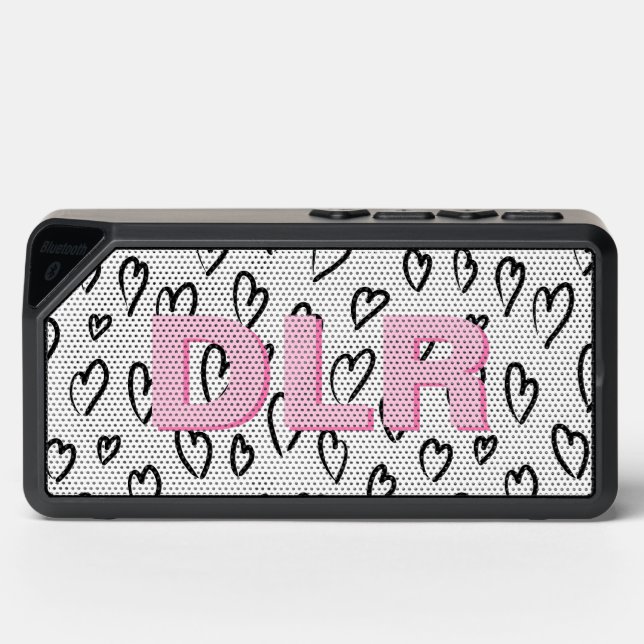 Girly Pink Monogram Personalized Bluetooth Speaker (Front)