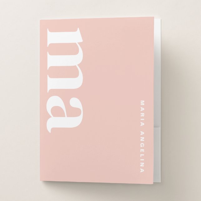 Girly Pink Monogram School Pocket Folder (Front)