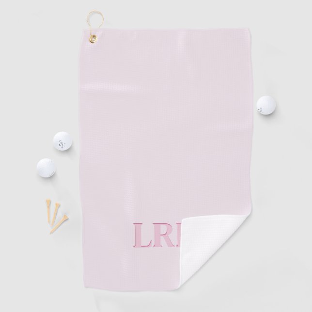 Girly Pink Monogram Shadow Font Simple Initials Golf Towel (InSitu)