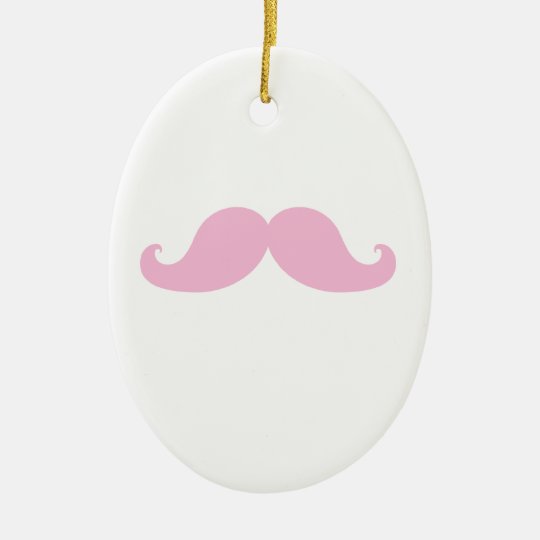 Girly Pink Mustache Ceramic Ornament