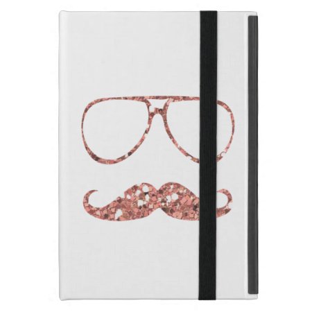 Girly Pink Mustache Glasses Glitter Ipad Mini Cover