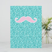 GIRLY PINK MUSTACHE ON TEAL GLITTER EFFECT (Standing Front)