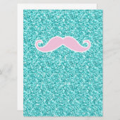 GIRLY PINK MUSTACHE ON TEAL GLITTER EFFECT (Front/Back)