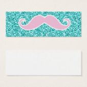 GIRLY PINK MUSTACHE ON TEAL GLITTER EFFECT (Front & Back)
