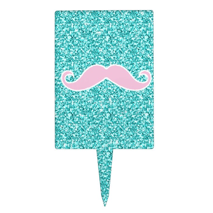 GIRLY PINK MUSTACHE ONTEAL GLITTER EFFECT CAKE PICKS