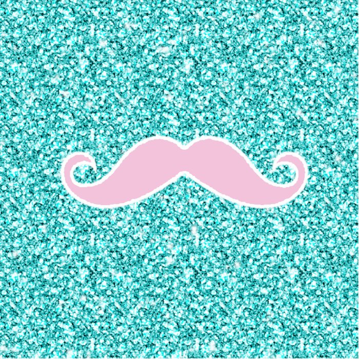 GIRLY PINK MUSTACHE ONTEAL GLITTER EFFECT CUT OUT