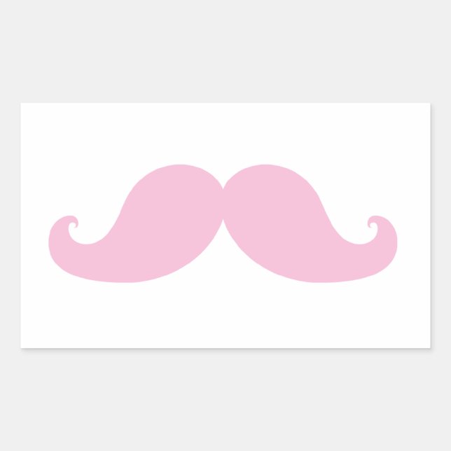Girly Pink Mustache Rectangular Sticker (Front)