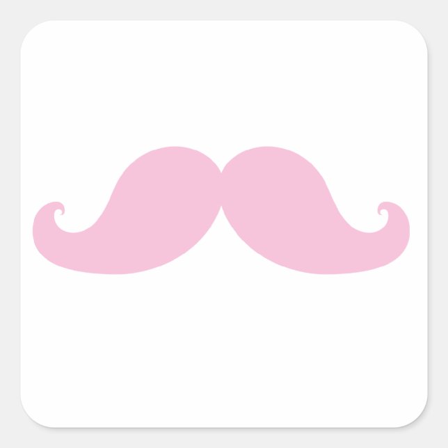 Girly Pink Mustache Square Sticker (Front)
