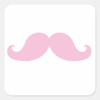 Girly Pink Mustache Square Sticker