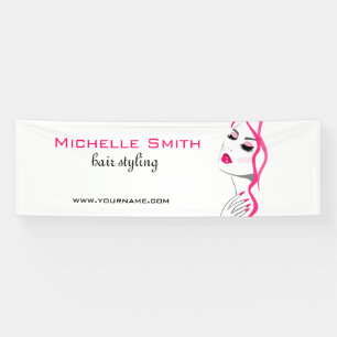 Girly Pink Nail Salon Hair Stylist Makeup Artist Banner