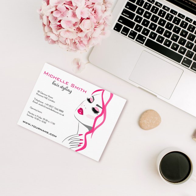 Girly Pink Nail Salon Hair Stylist Makeup Artist Postcard (Creator Uploaded)