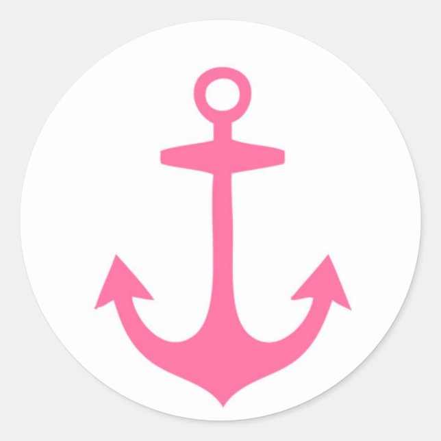Girly Pink Nautical Design Classic Round Sticker (Front)