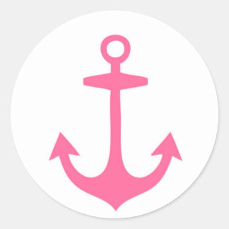 Girly Pink Nautical Design Classic Round Sticker