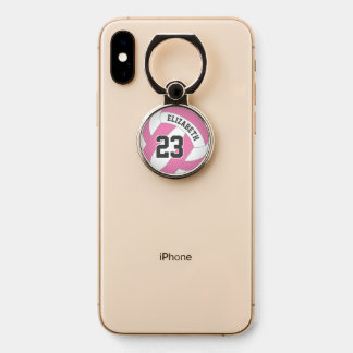 girly pink or ANY color with white volleyball Phone Ring Stand