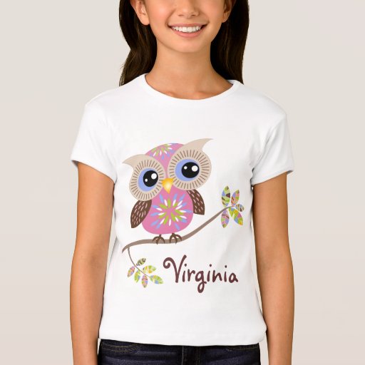 Girly Pink Owl Baby Doll T Shirts | Zazzle
