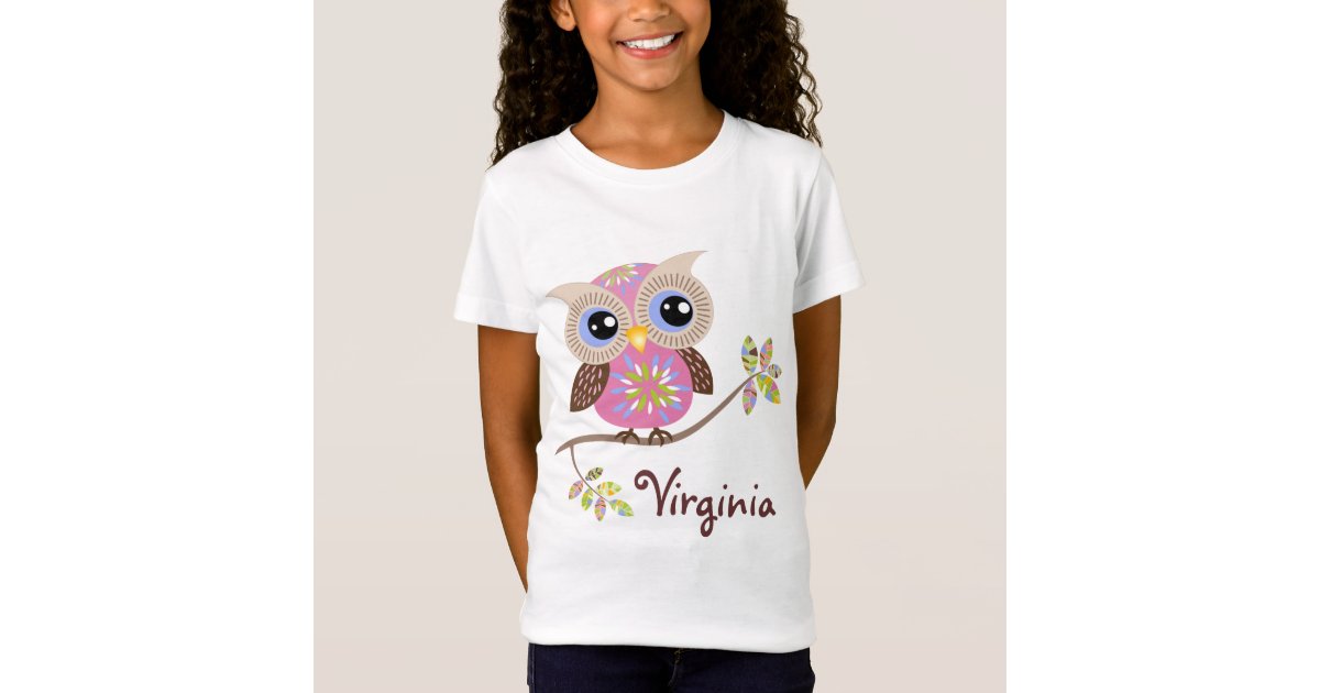 Girly Pink Owl Baby Doll T Shirts | Zazzle.com
