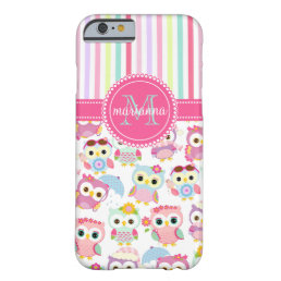 Girly Pink Owls Cute Pattern PersCustomize Product Barely There iPhone 6 Case