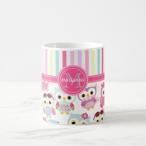 Girly Pink Owls Cute Pattern PersCustomize Product Coffee Mug