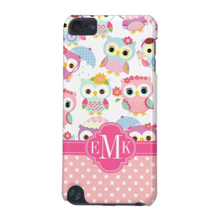 Girly Pink Owls Cute Pattern Personalized Ipod Touch 5g Case
