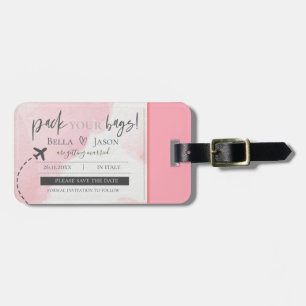 Girly Pink Pack You Bags Wedding Save The Date Luggage Tag