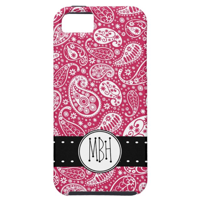 Girly PINK Paisley Pattern with Monogram Case-Mate iPhone Case (Back)