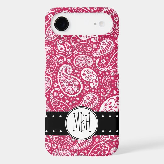 Girly PINK Paisley Pattern with Monogram Case-Mate iPhone Case (Back)