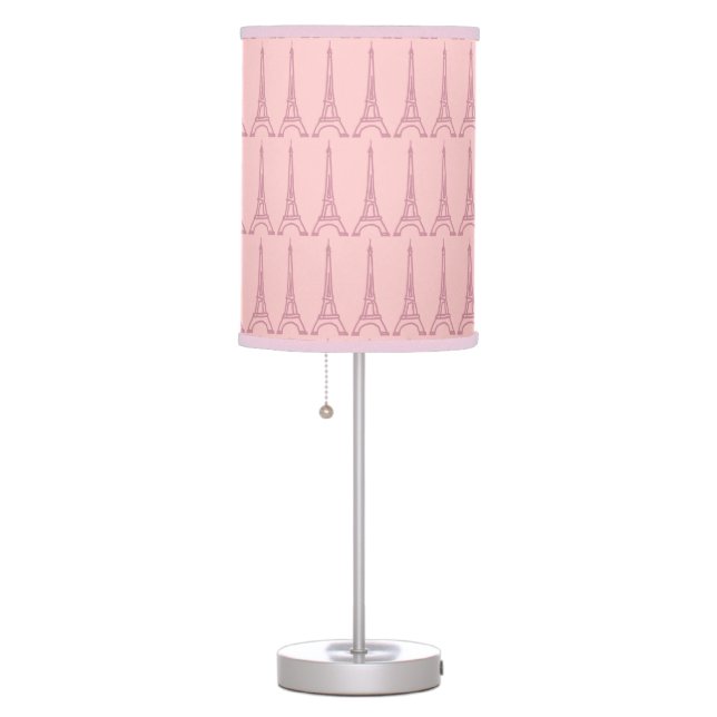 girly pink Paris Eiffel tower pattern Table Lamp (Right)