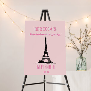 Girly Pink Paris Theme Bachelorette Party Backdrop Foam Board