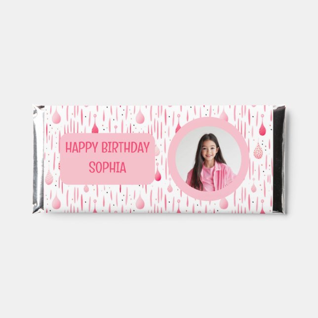 Girly Pink Pattern Photo Hershey Bar Favors (Front)