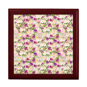 Girly Pink Peach Purple Burgundy Watercolor Floral Gift Box