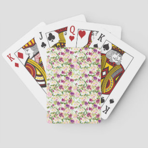 Girly Pink Peach Purple Burgundy Watercolor Floral Poker Cards