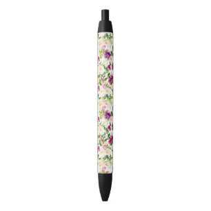 Girly Pink Peach Purple Watercolor Floral Pen