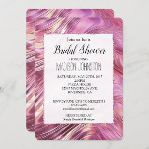 Girly Pink Pearl Rose Gold Glam Invitation