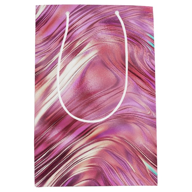 Girly Pink Pearl Rose Gold Glam Medium Gift Bag (Front)