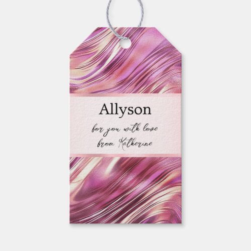 Girly Pink Pearl Rose Gold Glam Thank You Gift Tags