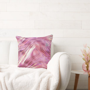 Girly Pink Pearl Rose Gold Glam Throw Pillow