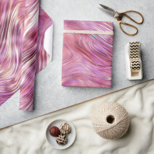 Girly Pink Pearl Rose Gold Glam Wrapping Paper