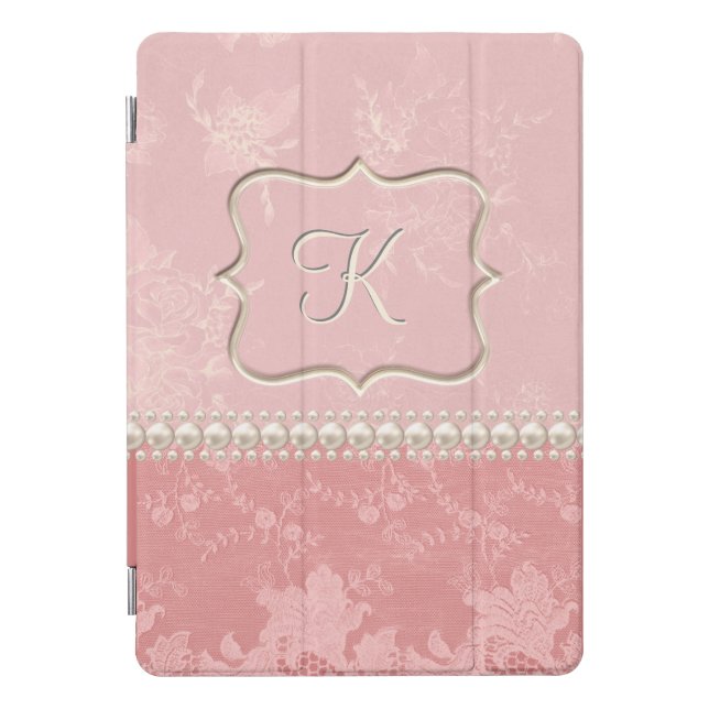 Girly Pink & Pearls & Lace iPad Pro Cover (Front)