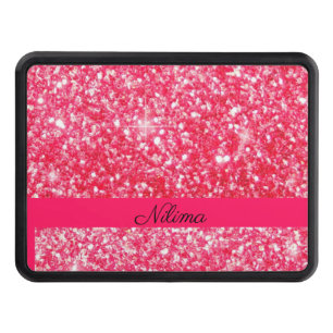 Girly Pink Personalised name trendy faux glitter Hitch Cover