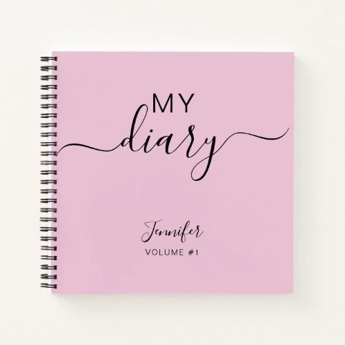 Girly Pink Personalized Diary Journal Your Name
