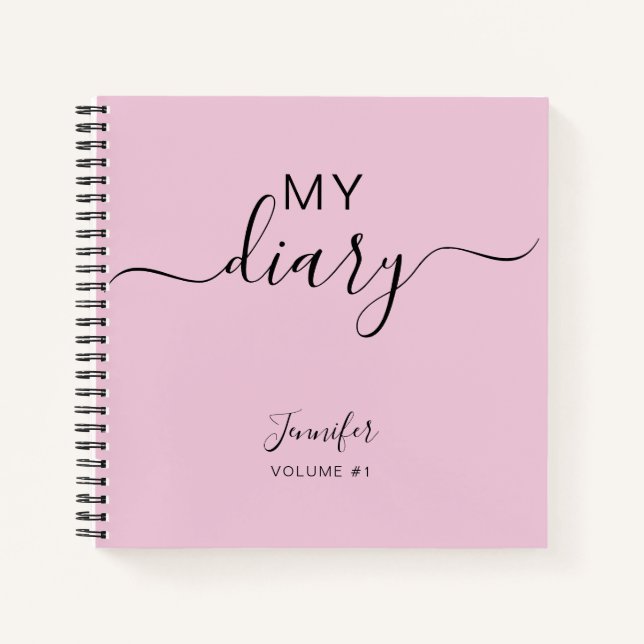 Girly Pink Personalized Diary Journal Your Name (Front)