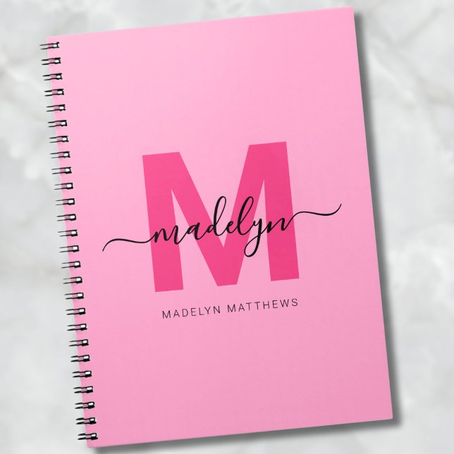 Girly Pink Personalized Initial Monogram Name Notebook (Girly Pink Personalized Initial Monogram Name notebook)