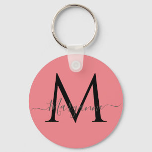 Girly Pink Personalized Monogram Keychain