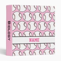Girly Pink Personalized School Softball Binder