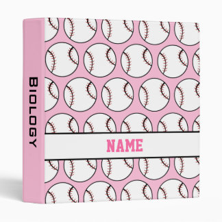 Girly Pink Personalized School Softball Binder