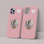 Girly pink photo and name personalized modern Case-Mate iPhone 14 case<br><div class="desc">Add your photo monogram and name personalized pastel pink iPhone case. Perfect keepsake gift for a girl on birthday,  Sweet 16,  Quinceanera,  Christmas,  Valentine's Day,  graduation,  or any other occasion.</div>