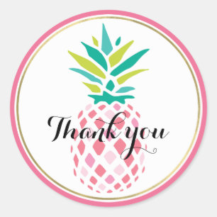 Girly Pink Pineapple Classic Round Sticker