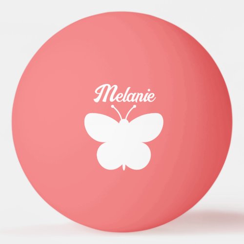 Girly pink ping pong balls with butterfly logo