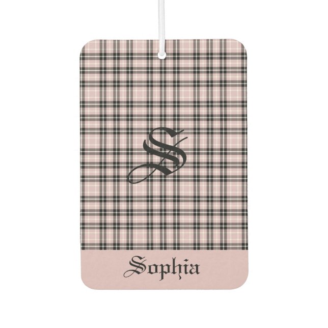 Girly Pink Plaid Air Freshener (Front)