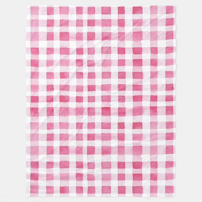 Girly Pink Plaid Stripes   Fleece Blanket (Front)